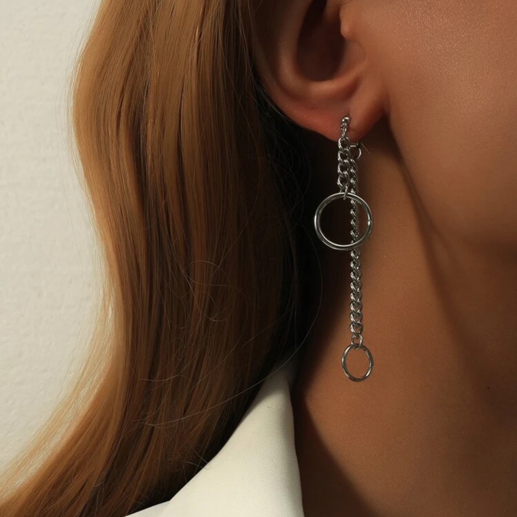 Industrial Style Chainlink And Hoop Studs